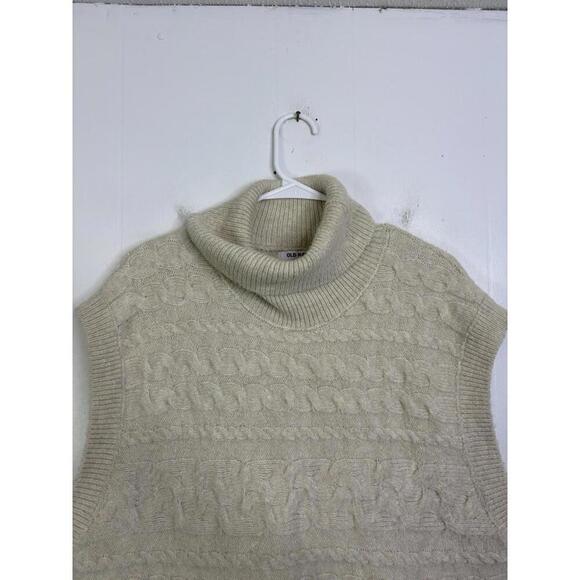 Old Navy Sweater Vest Womens XL Turtleneck Cableknit Cream Neutral Old Money - Picture 6 of 8